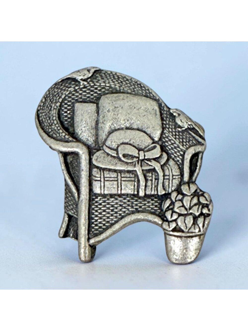 Birds & Blooms Brooch Limited Edition 2008 Wicker Chair Hat Plant Birds